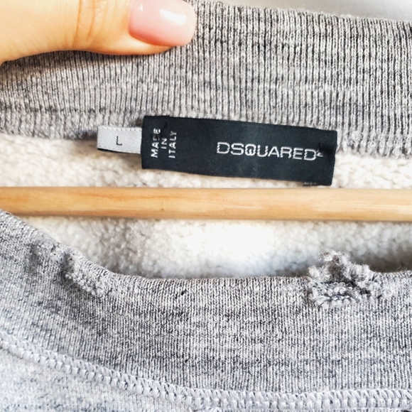 New Womens Dsquared2 Grey Cotton Distressed Crewneck Soft Sweatshirt Size L - Picture 5 of 7
